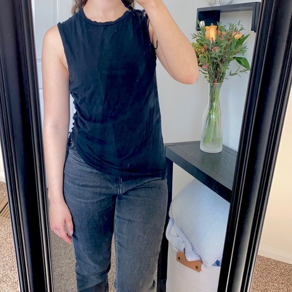 Zara Black Lace Up Side Grommet Muscle Tank - Picture 2 of 6